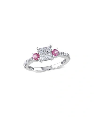 Rina Limor 14k 0.82 Ct. Tw. Diamond & Pink Sapphire Ring In Metallic