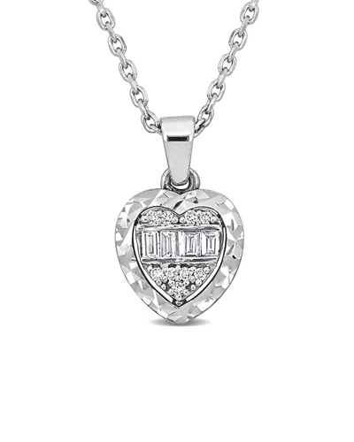 Rina Limor 14k 0.10 Ct. Tw. Diamond Heart Necklace In Metallic