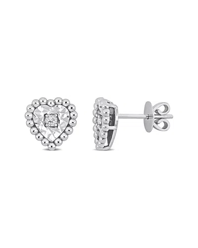 Rina Limor 14k 0.11 Ct. Tw. Diamond Heart Earrings In White
