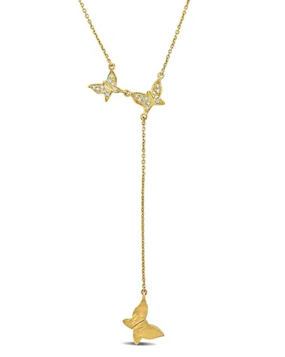 Rina Limor 14k 0.13 Ct. Tw. Diamond Butterfly Lariat Necklace