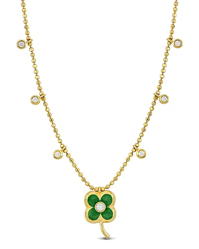 Rina Limor 14k 0.14 Ct. Tw. Diamond Leaf Charm Necklace In Gold