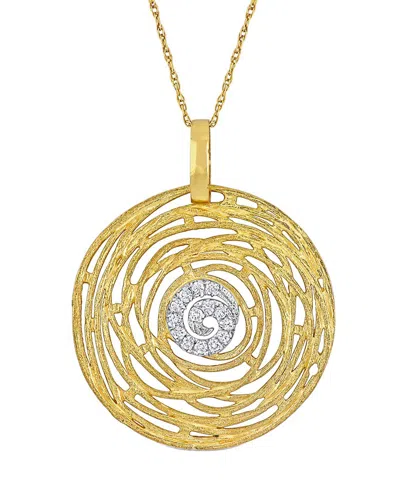 Rina Limor 14k 0.15 Ct. Tw. Diamond Disc Pendant Necklace