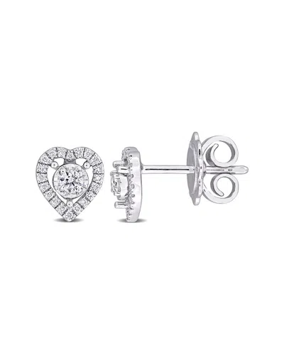 Rina Limor 14k 0.20 Ct. Tw. Diamond Heart Earrings In Metallic