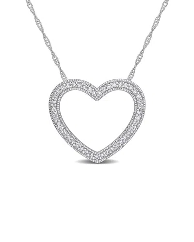 Rina Limor 14k 0.23 Ct. Tw. Diamond Heart Necklace In Silver