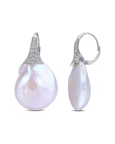Rina Limor 14k 0.24 Ct. Tw. Diamond 20-20.5mm Pearl Drop Earrings