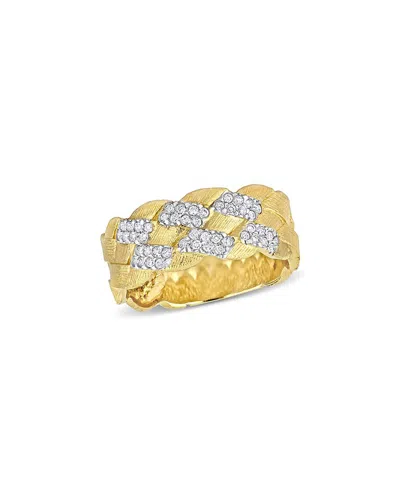 Rina Limor 14k 0.24 Ct. Tw. Diamond Studded Basketweave Ring In Gold