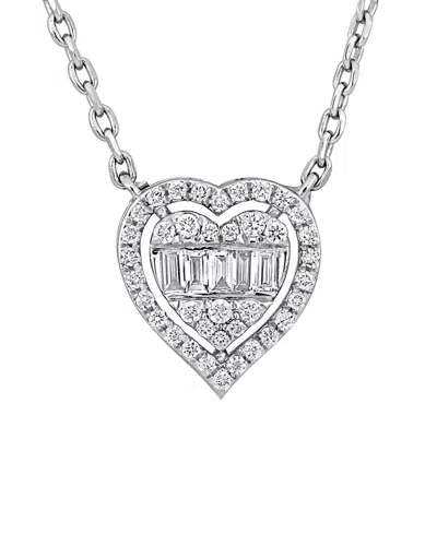 Rina Limor 14k 0.27 Ct. Tw. Diamond Heart Necklace In Metallic
