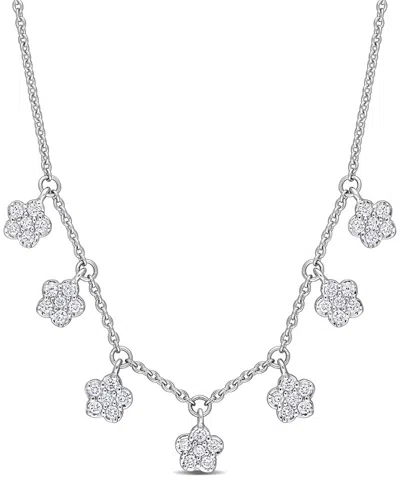 Rina Limor 14k 0.28 Ct. Tw. Diamond Floral Station Necklace In White