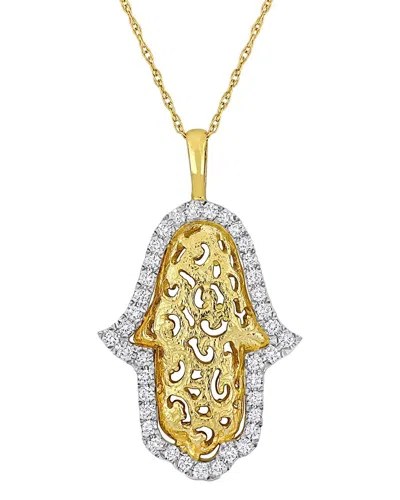 Rina Limor 14k 0.39 Ct. Tw. Diamond Hamsa Pendant Necklace