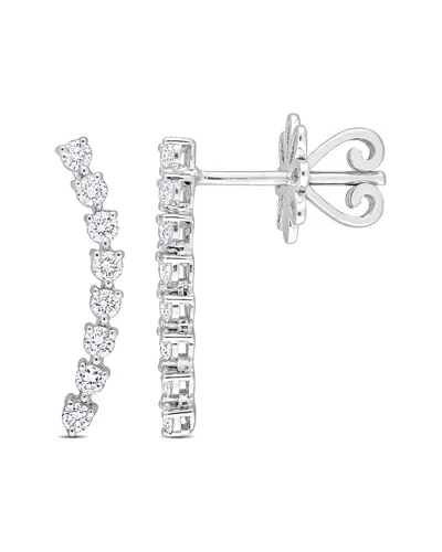 Rina Limor 14k 0.43 Ct. Tw. Diamond Curved Line Earrings In Silver