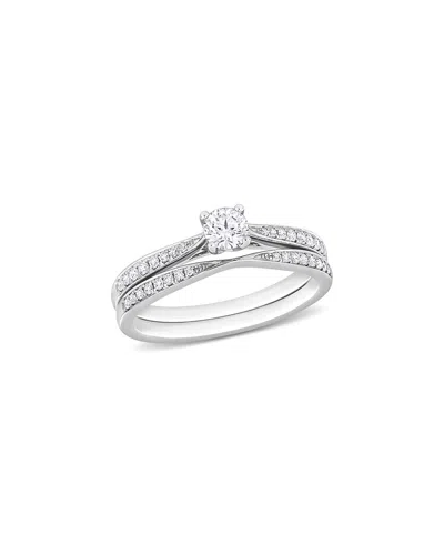 Rina Limor 14k 0.44 Ct. Tw. Diamond Double Row Ring In Silver