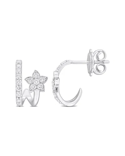 Rina Limor 14k 0.44 Ct. Tw. Diamond Floral Zig-zag Design Earrings In Metallic