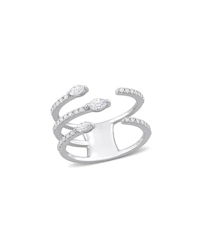 Rina Limor 14k 0.46 Ct. Tw. Diamond Three-row Ring In Silver