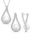 Rina Limor 14k 0.48 Ct. Tw. Diamond 9-9.5mm Pearl 2-piece Set