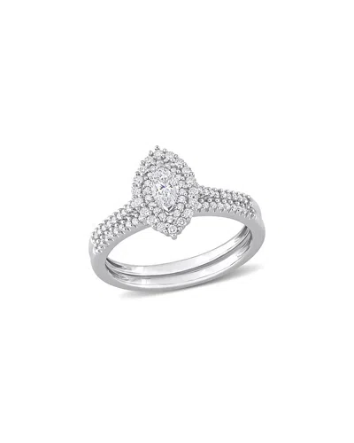 Rina Limor 14k 0.49 Ct. Tw. Diamond Double Halo Cluster Ring In Metallic