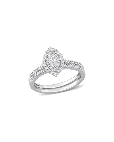 Rina Limor 14k 0.49 Ct. Tw. Diamond Double Halo Cluster Ring In Silver