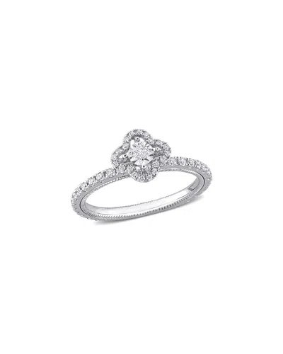 Rina Limor 14k 0.49 Ct. Tw. Diamond Floral Ring In Silver