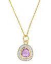 Rina Limor 14k 0.51 Ct. Tw. Diamond & Purple Sapphire Halo Pendant Necklace