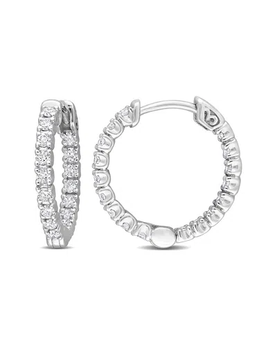 Rina Limor 14k 0.51 Ct. Tw. Diamond Inside-outside Hoops In Metallic