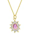 Rina Limor 14k 0.52 Ct. Tw. Diamond & Purple Sapphire Halo Pendant Necklace