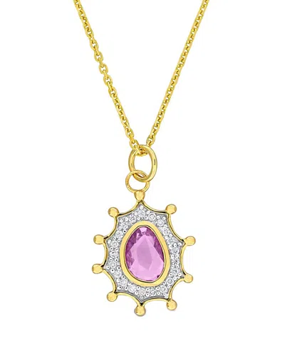 RINA LIMOR RINA LIMOR 14K 0.52 CT. TW. DIAMOND & PURPLE SAPPHIRE HALO PENDANT NECKLACE