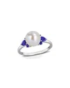 Rina Limor 14k 0.56 Ct. Tw. Lab-grown Sapphire & 8-8.5mm Pearl Floral Ring In Neutral