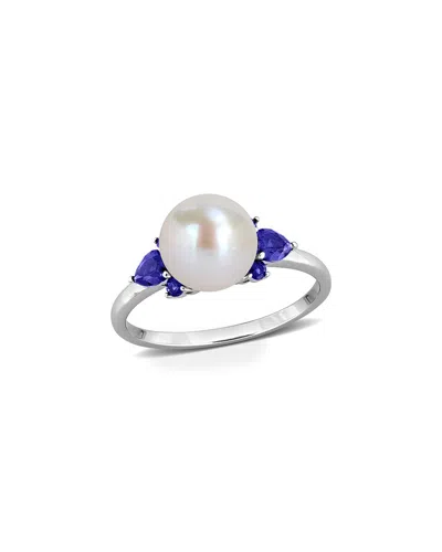 Rina Limor 14k 0.56 Ct. Tw. Lab-grown Sapphire & 8-8.5mm Pearl Floral Ring In Neutral