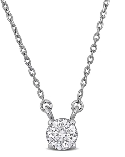 Rina Limor 14k 0.69 Ct. Tw. Diamond Solitaire Necklace In Metallic