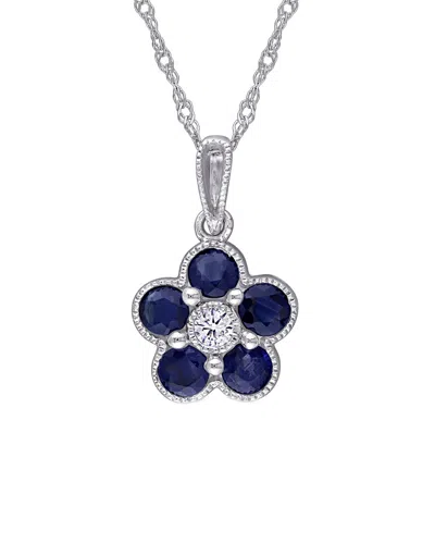 Rina Limor 14k 0.79 Ct. Tw. Diamond & Sapphire Pendant Necklace