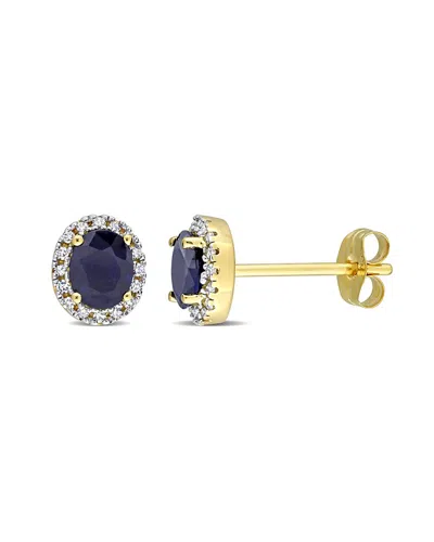 Rina Limor 14k 0.90 Ct. Tw. Diamond & Blue Sapphire Earrings