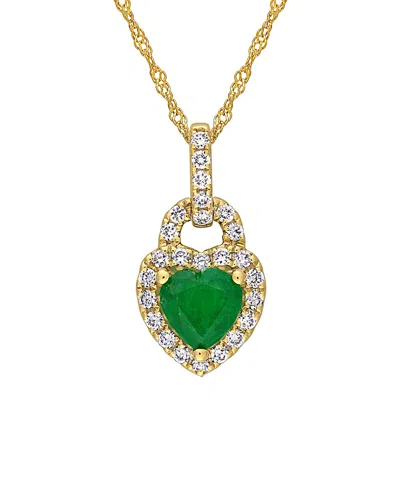 Rina Limor 14k 0.91 Ct. Tw. Diamond & Emerald Pendant Necklace