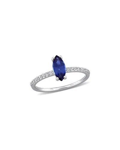Rina Limor 14k 0.92 Ct. Tw. Diamond & Sapphire Solitaire Ring In Blue