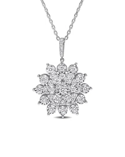 Rina Limor 14k 0.93 Ct. Tw. Diamond Cluster Necklace In Metallic