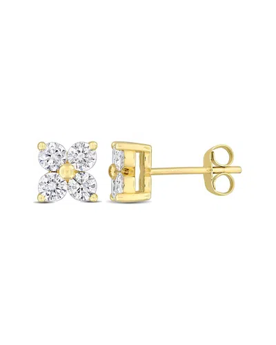 Rina Limor 1ct Tdw Diamond Floral Stud Earrings In 14k Yellow