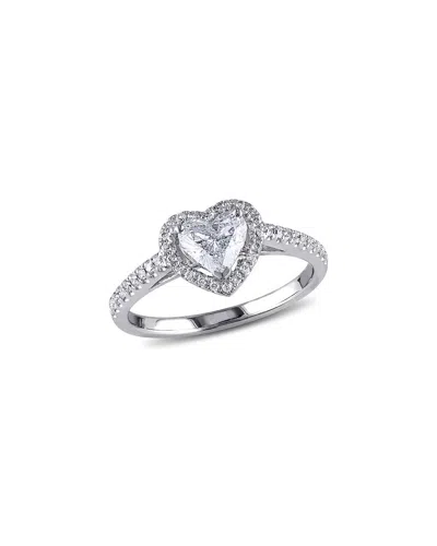 Rina Limor 14k 0.96 Ct. Tw. Diamond Halo Heart Ring In Silver