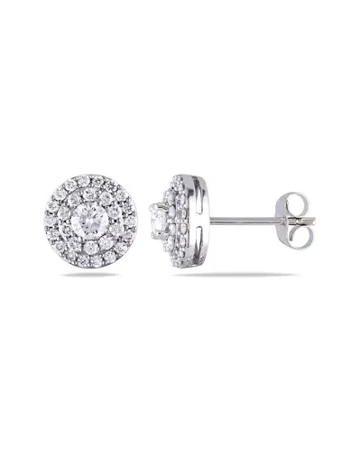 Rina Limor 14k 0.98 Ct. Tw. Diamond Halo Earrings In Metallic