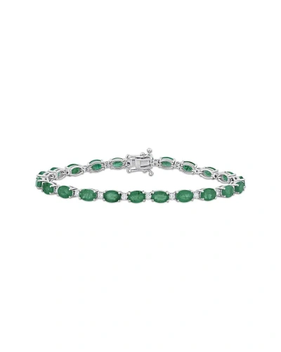 Rina Limor 14k 10.34 Ct. Tw. Diamond & Emerald Tennis Bracelet In Metallic