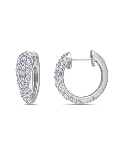 Rina Limor 14k 1.00 Ct. Tw. Diamond Cluster Clip-on Hoops In Metallic