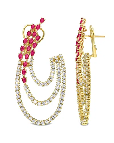 Rina Limor 14k 10.07 Ct. Tw. Diamond & Ruby Earrings