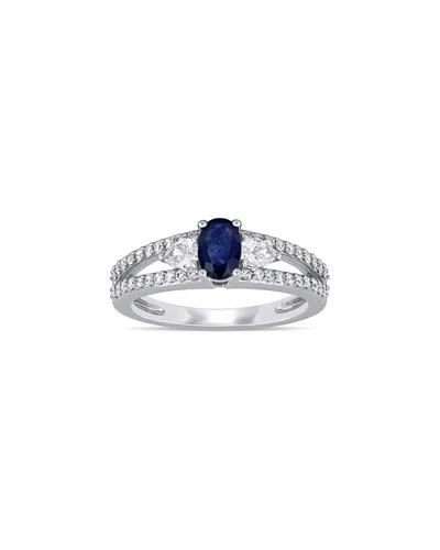 Rina Limor 14k 1.10 Ct. Tw. Diamond & Blue Sapphire Ring