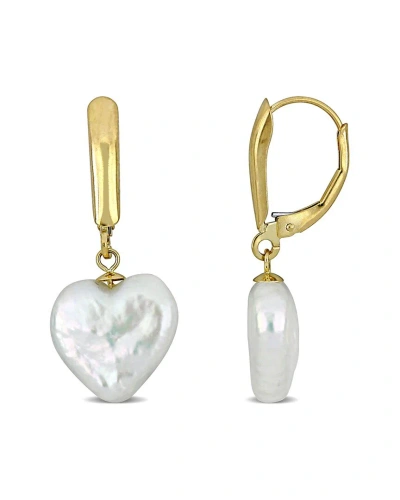 Rina Limor 14k 12-12.5mmmm Pearl Heart Earrings In Gold