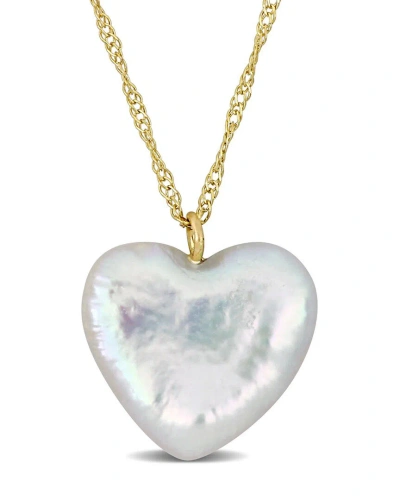 Rina Limor 14k 12-12.5mmmm Pearl Heart Necklace In Metallic
