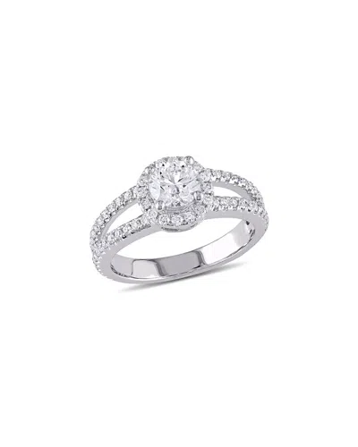 Rina Limor 14k 1.29 Ct. Tw. Diamond Halo Split Shank Ring In Silver