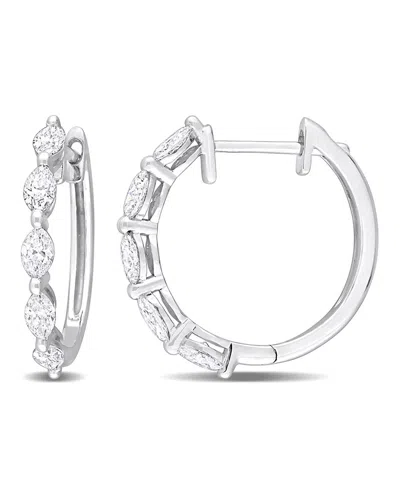 Rina Limor 14k 1.30 Ct. Tw. Diamond Clip-on Hoops In Silver