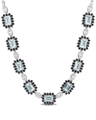 Rina Limor 14k 13.56 Ct. Tw. Diamond & Aquamarine Halo Necklace In Metallic