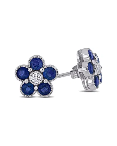 Rina Limor 14k 1.36 Ct. Tw. Diamond & Sapphire Studs