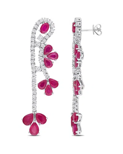 Rina Limor 14k 13.86 Ct. Tw. Diamond & Ruby Floral Earrings