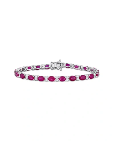 Rina Limor 14k 14.20 Ct. Tw. Diamond & Ruby Tennis Bracelet In Metallic