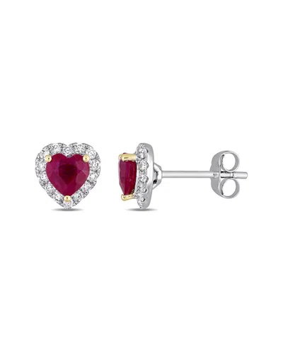 RINA LIMOR RINA LIMOR 14K 1.40 CT. TW. DIAMOND & RUBY EARRINGS