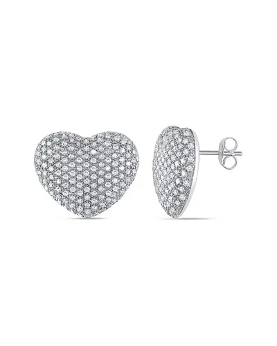 Rina Limor 14k 1.46 Ct. Tw. Diamond Heart Studs In Metallic